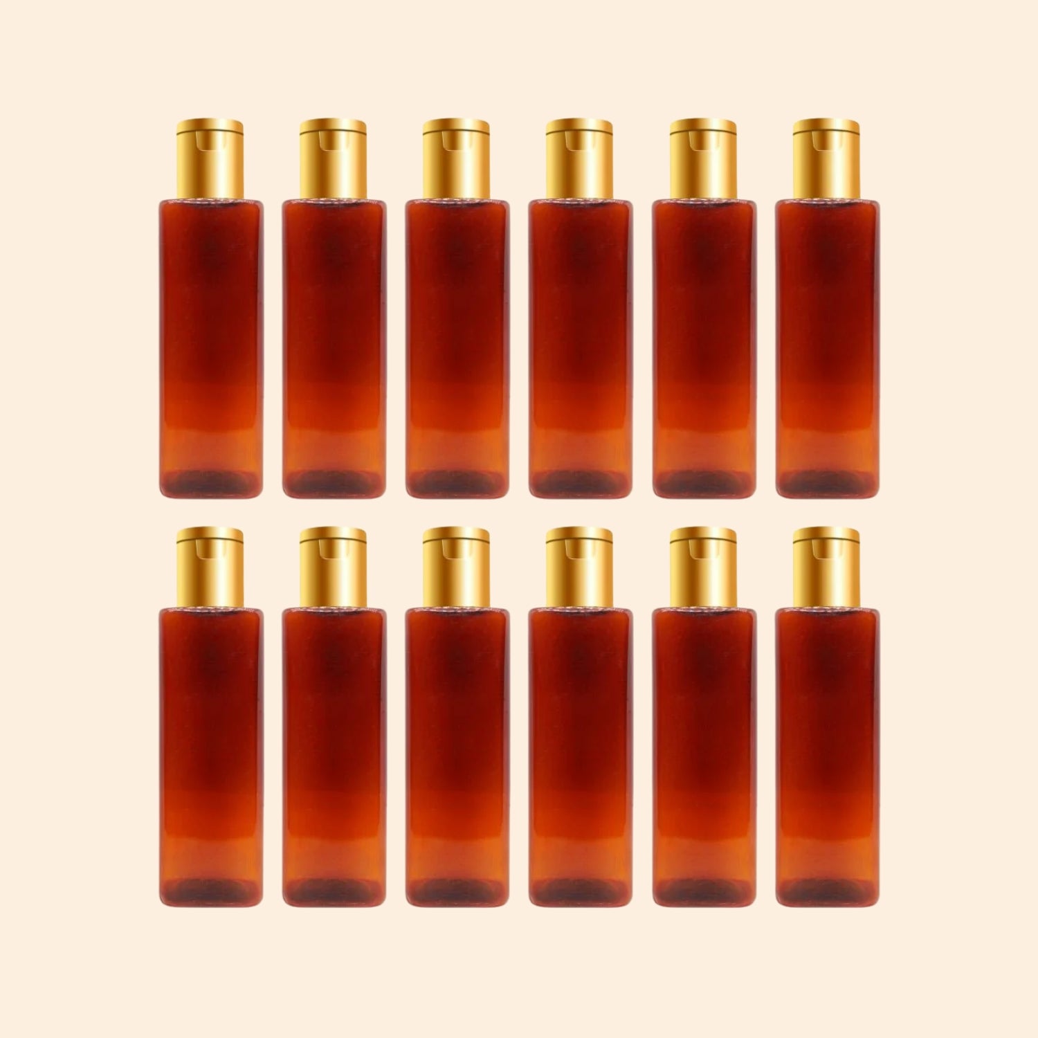 Empty Amber Square PET Bottle with Disc Flip Cap