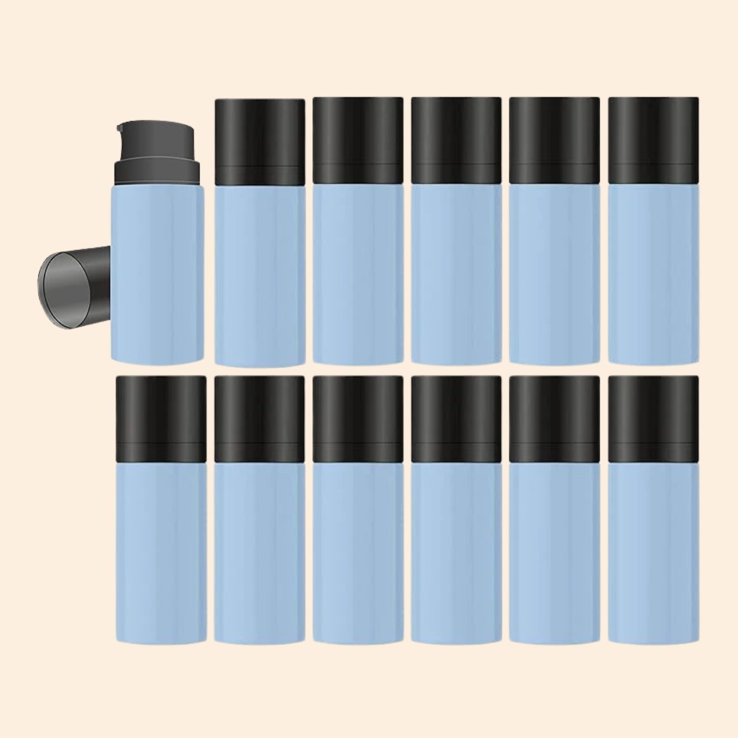 Blue Airless Bottle with Black Cap-15ml