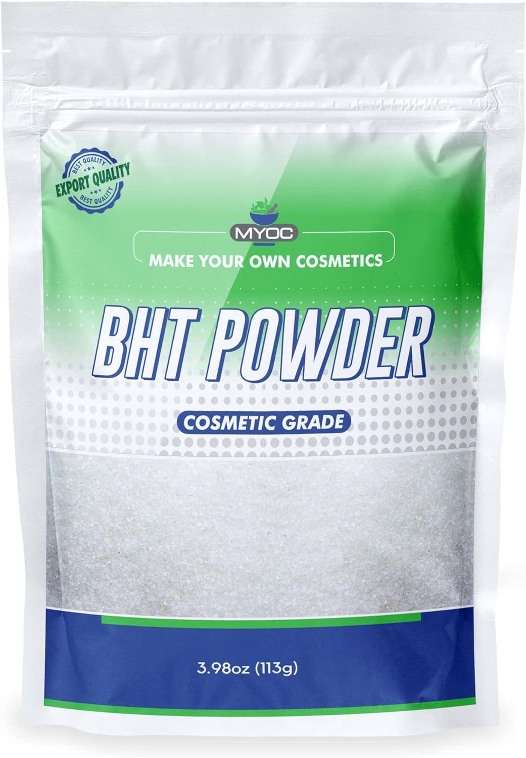 MYOC BHT Powder - 113g (3.98 Oz) | Premium Butylated Hydroxytoluene (BHT) Powder for Cosmetics - Paraben-Free Formula