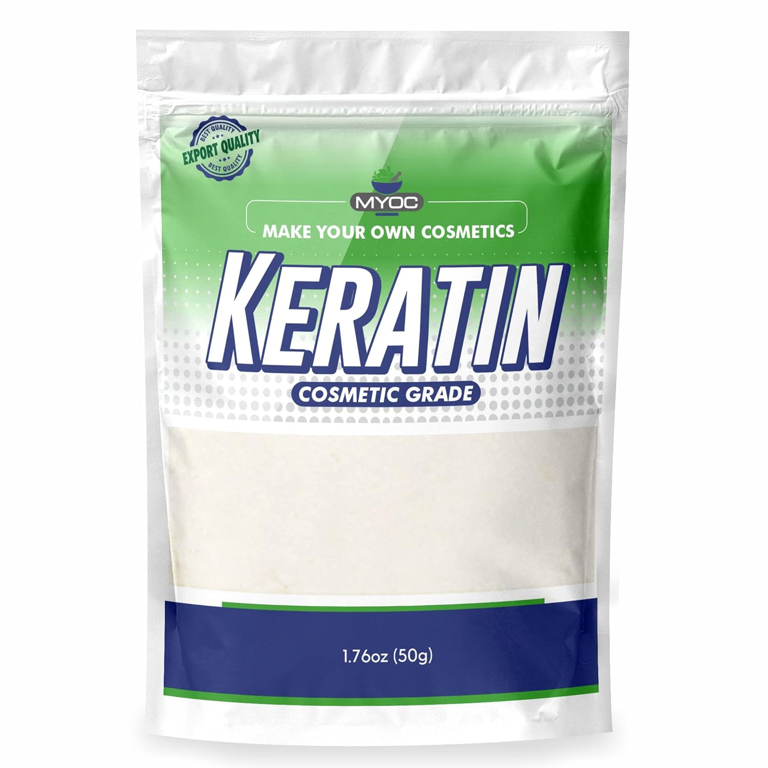 Myoc Keratin Powder – 50 Gm (1.76 Oz) | Pure Keratin Powder for Shampoo, Conditioner, Nail & Hair Care | Bulk Powder