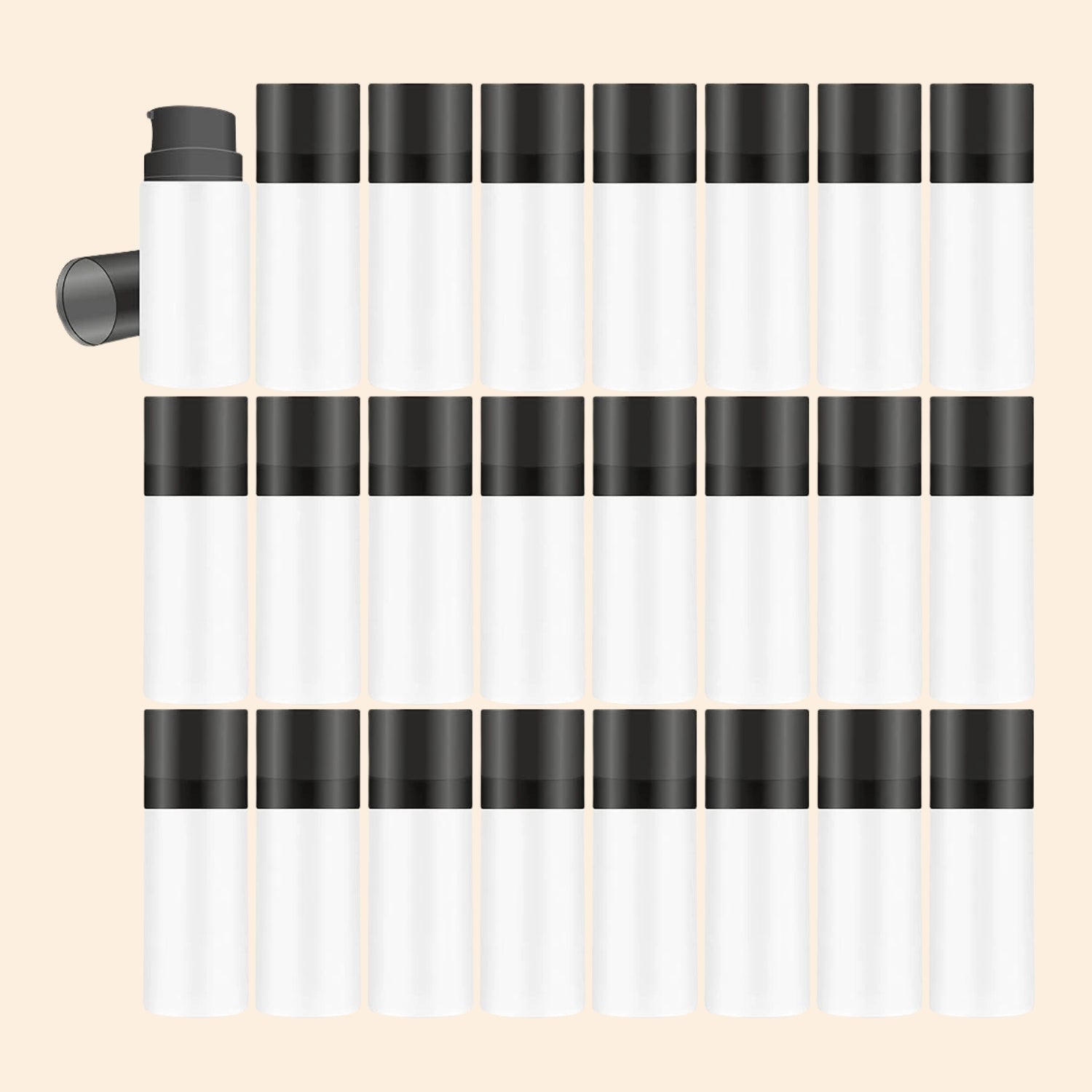 White Airless Bottle with Black Cap- 15ml