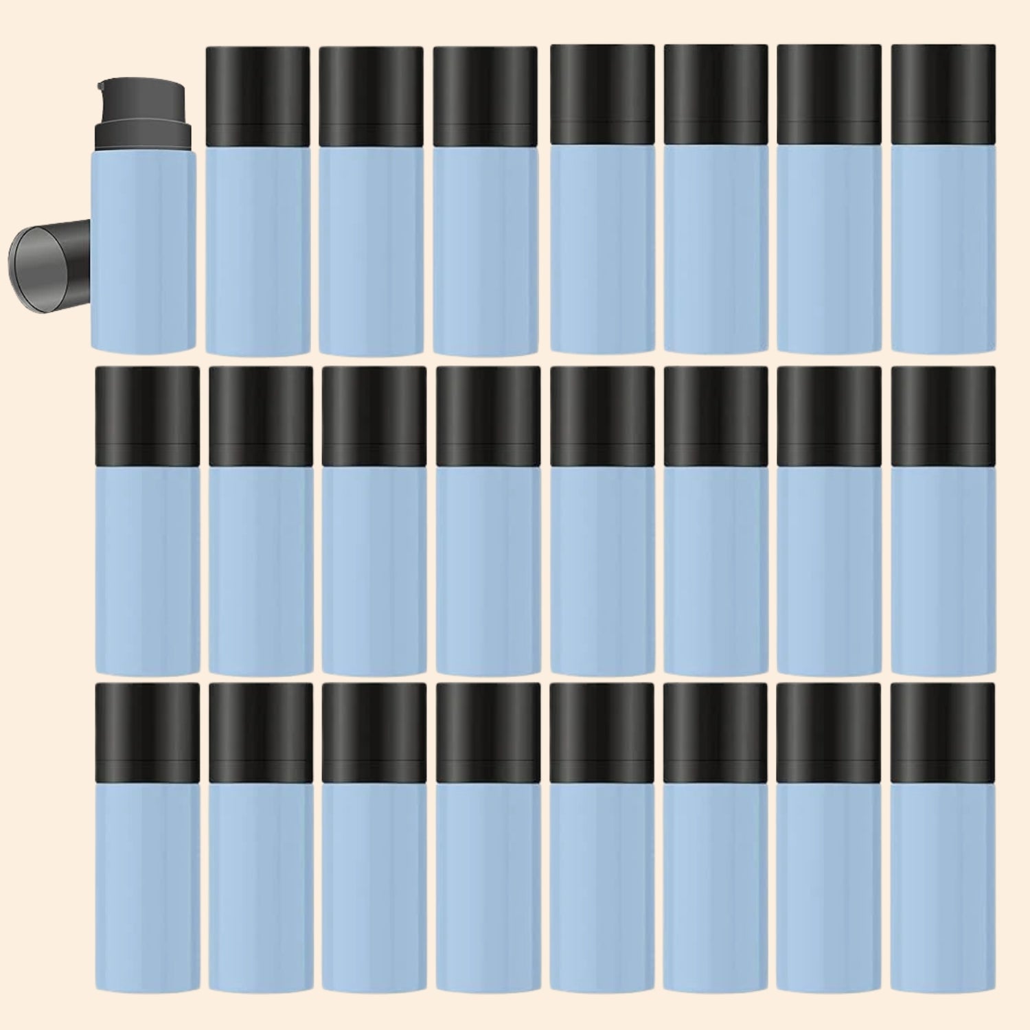 Blue Airless Bottle with Black Cap-15ml