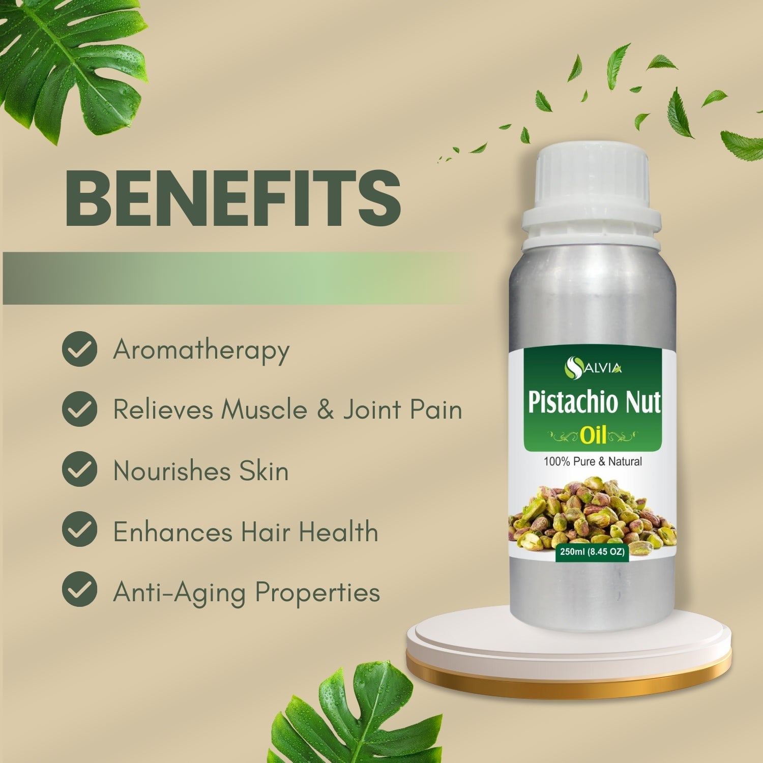 Pistachio Nut Oil (Pistacia Vera) Pure Natural Carrier Oil