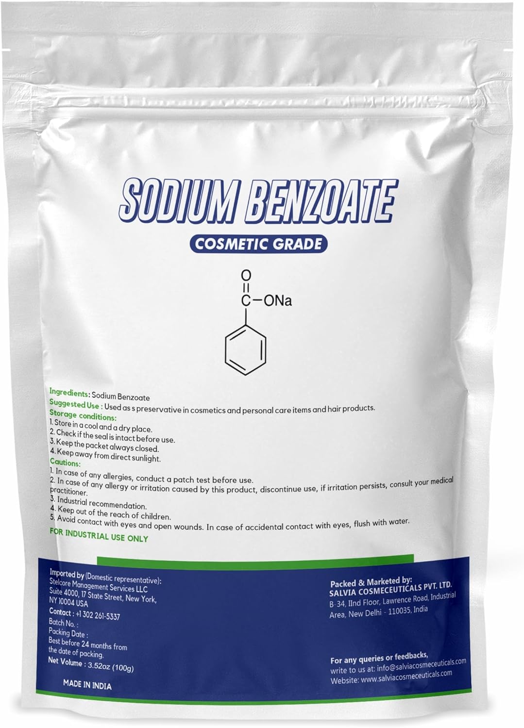 MYOC Sodium Benzoate Preservative - 3.52 oz (100g) | Bulk Preservative, Paraben-Free