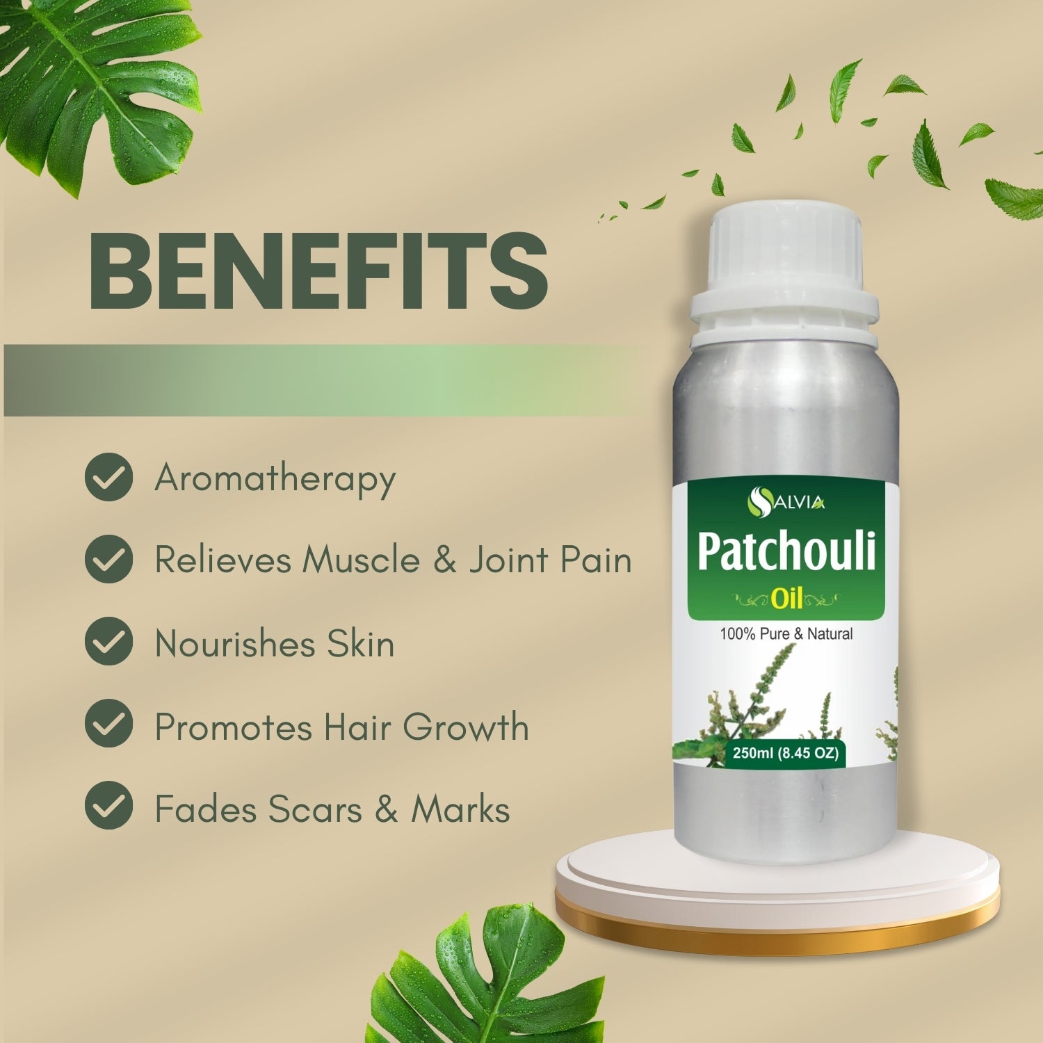 Patchouli Oil (Pogostemon Cablin) Pure Natural Essential Oil Therapeutic Grade Premium Quality Aromatic Oil