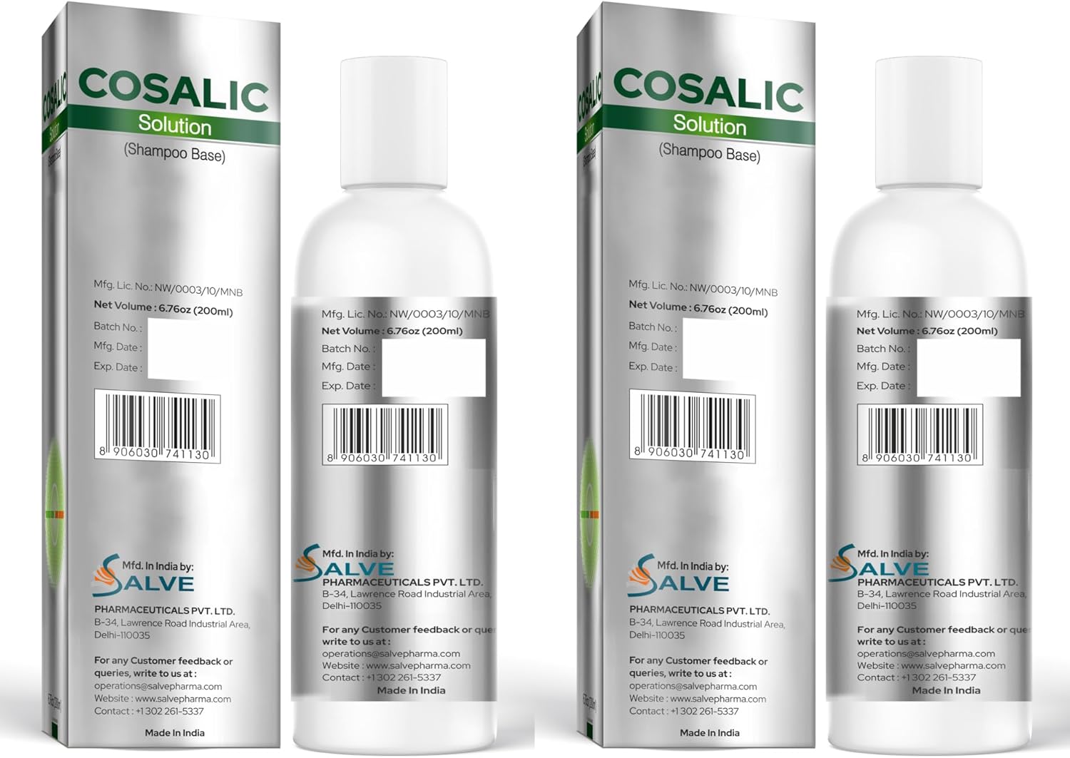 Cosalic Coal Tar and Salicylic Acid Shampoo - Itch Relief for Dry Scalp, Psoriasis & Seborrheic Dermatitis - 6.8 Fl Oz (Pack of 2)