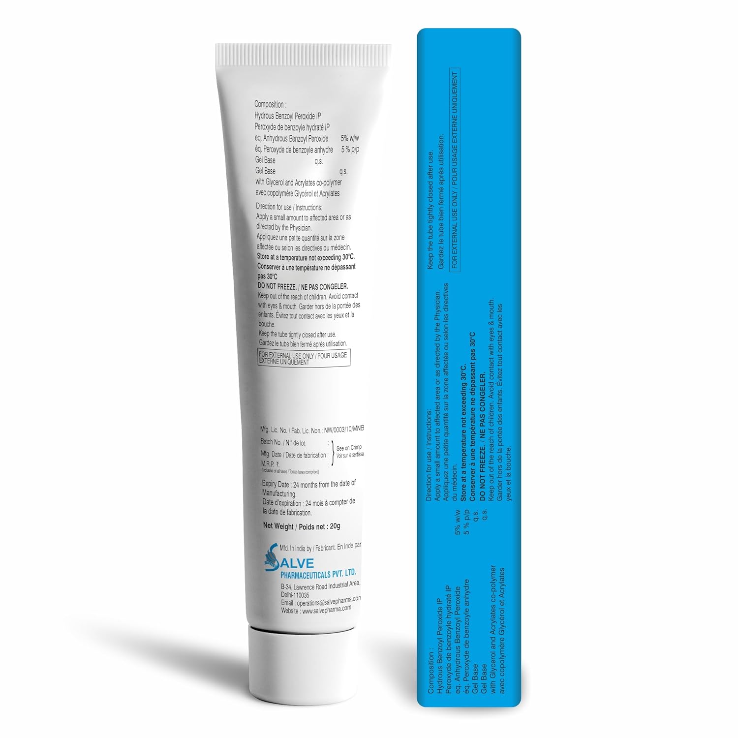 Salve Benxop Benzoyl Peroxide 5% Pimples Cream - 20g (0.70 Fl Oz) | Effective Acne Treatment