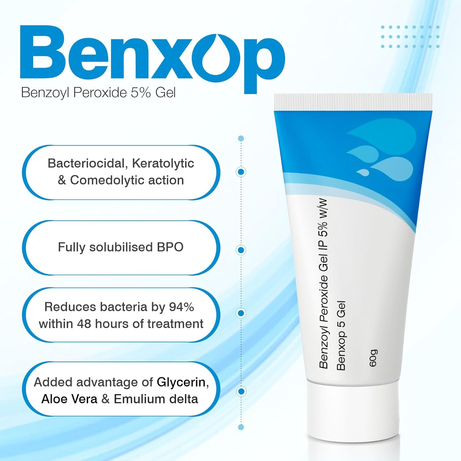 Salve Benxop Benzoyl Peroxide 5% Gel - 60 gm (2.11 Oz) | Powerful Acne Treatment for Pimples and Blemishes