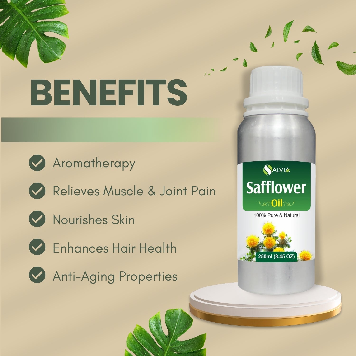 Safflower Oil (Cympopogan Martini) 100% Natural Pure Carrier Oil