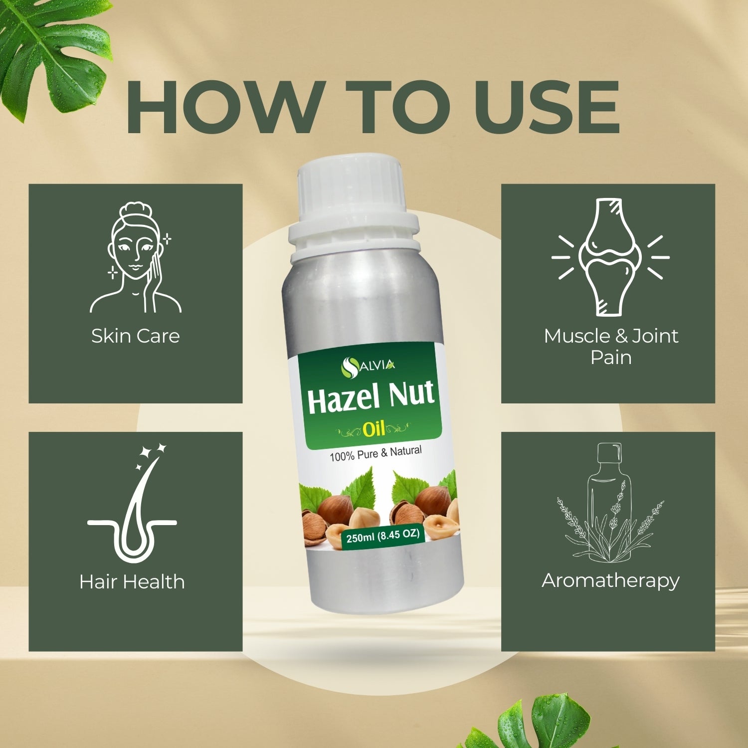 Hazel Nut (Corylus) Oil 100% Natural Pure Carrier Oil