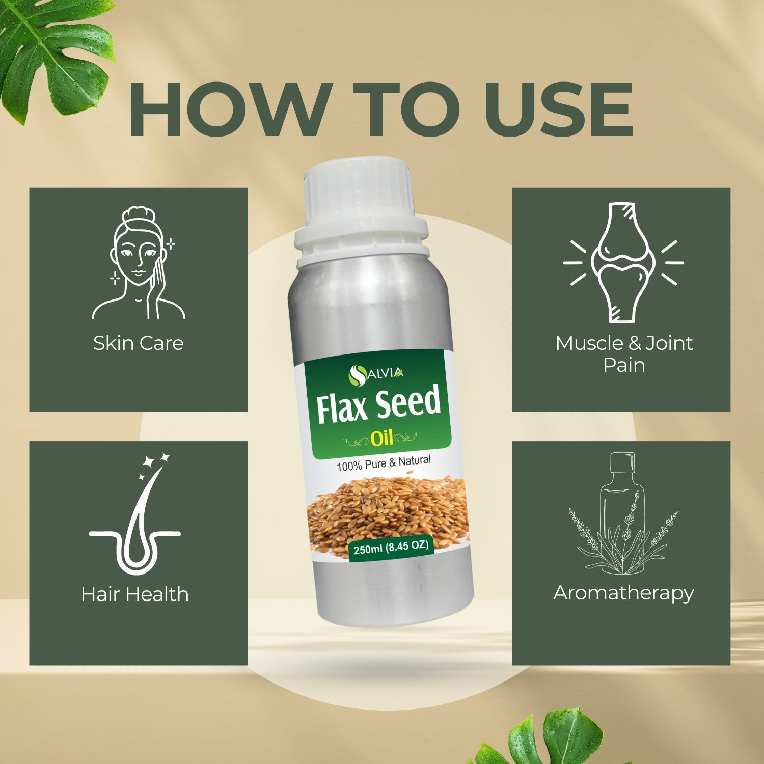 Flax Seed Oil (Linum Usitatissimum) Pure & Natural Carrier Oil
