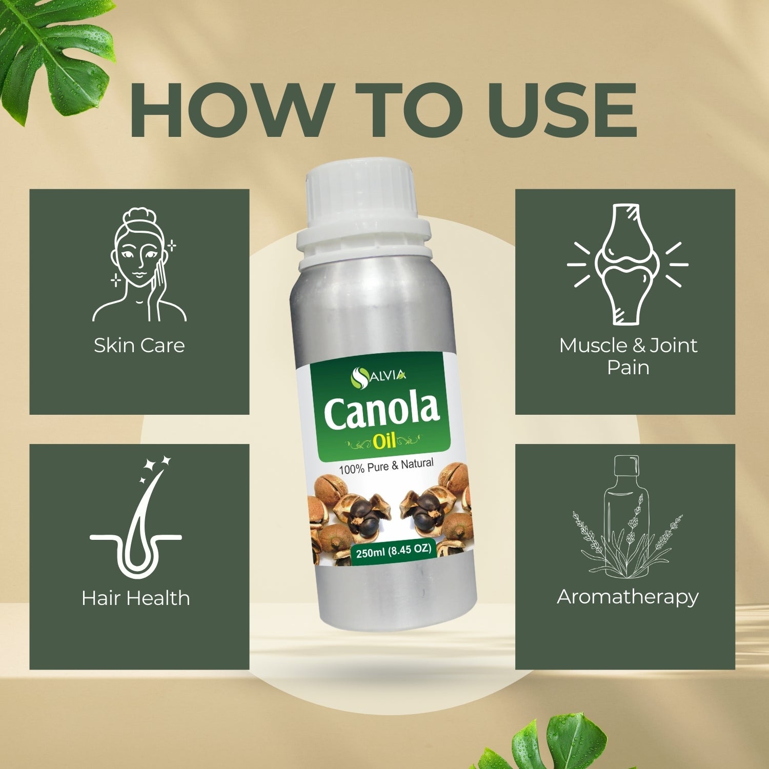 Canola Oil ( Brassica napus)100% Natural Pure Carrier Oil