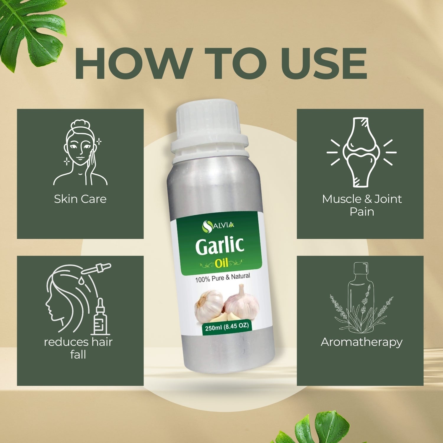 Garlic Oil (Allium Sativum) 100% Natural Pure Essential Oil