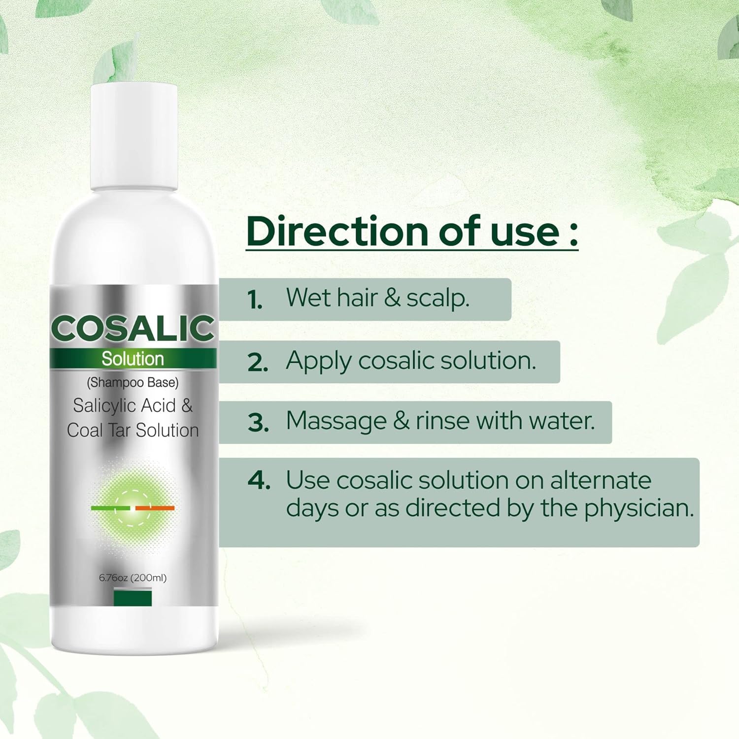 Cosalic Coal Tar & Salicylic Acid Solution - 6.76 Fl Oz | Itch Relief Shampoo for Psoriasis & Seborrheic Dermatitis