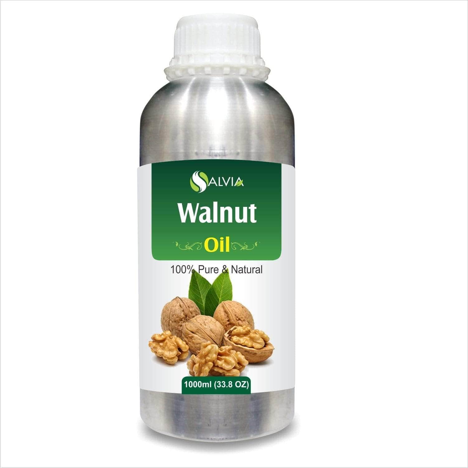 Salvia Natural Carrier Oils 1000ml Walnut Oil (Juglans-Regia) 100% Natural Pure Carrier Oil Strengthens Hair Root, Promotes hair Growth, Anti-Aging Properties, Moisturizes, Reduces Scars, Solves Psoriasis & More