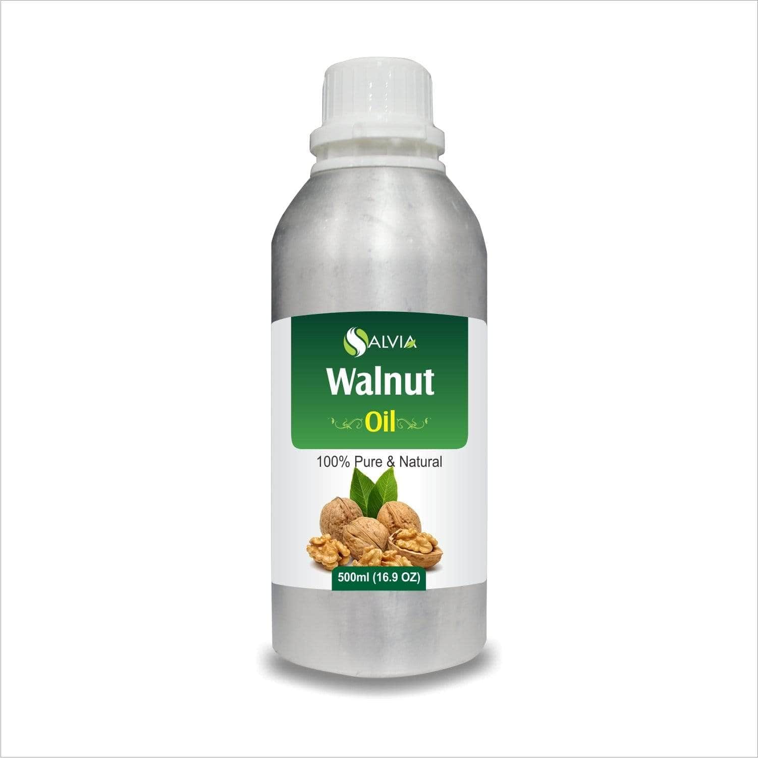 Salvia Natural Carrier Oils 500ml Walnut Oil (Juglans-Regia) 100% Natural Pure Carrier Oil Strengthens Hair Root, Promotes hair Growth, Anti-Aging Properties, Moisturizes, Reduces Scars, Solves Psoriasis & More