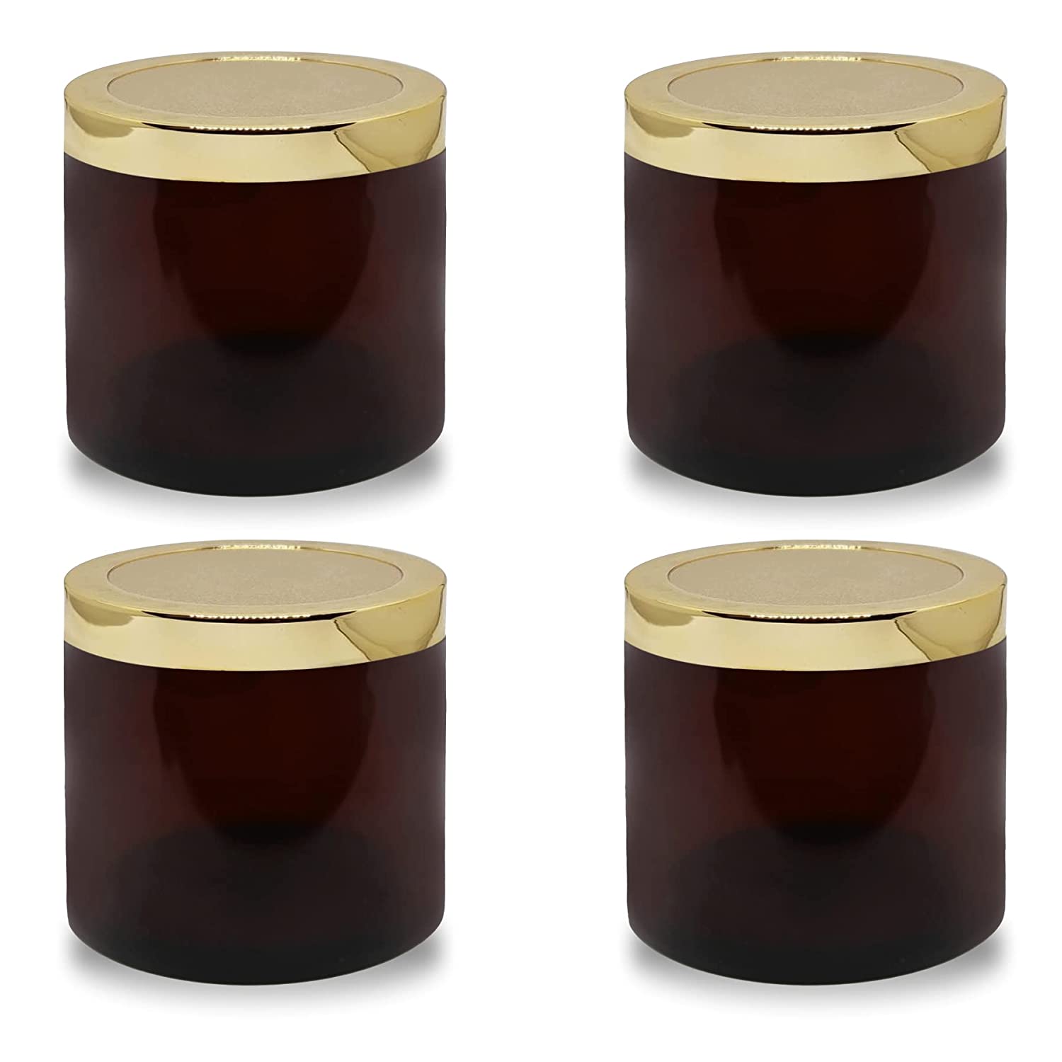 Shoprythm Cosmetic Jar MYOC Amber San Jars with Golden Cap & Inner lid for Creams, Gel, Body Scrub & Butter, DIY Cosmetic Use, Storage Jar- 100gm (Pack of 4)