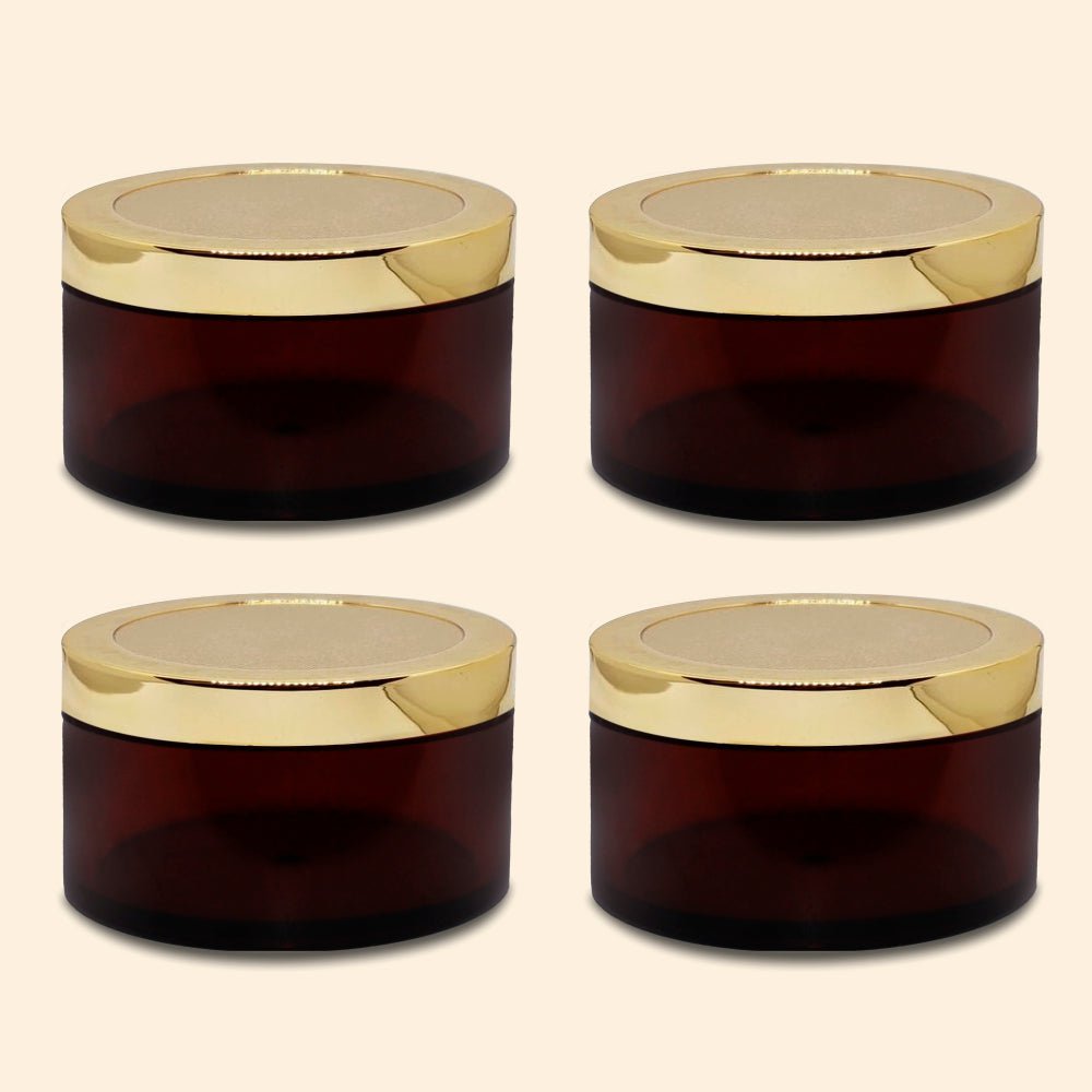 Shoprythm Cosmetic Jar MYOC Amber San Jars with Golden Cap & Inner lid for Creams, Gels, Body Scrub & Butter